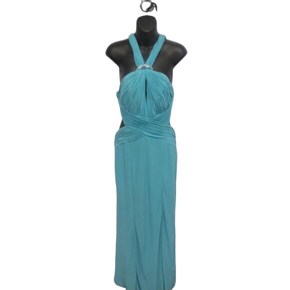 NWT B’Dazzle by Alyce Paris Teal Halter Formal Dress Size 10  Open Back Wedding - Picture 1 of 16